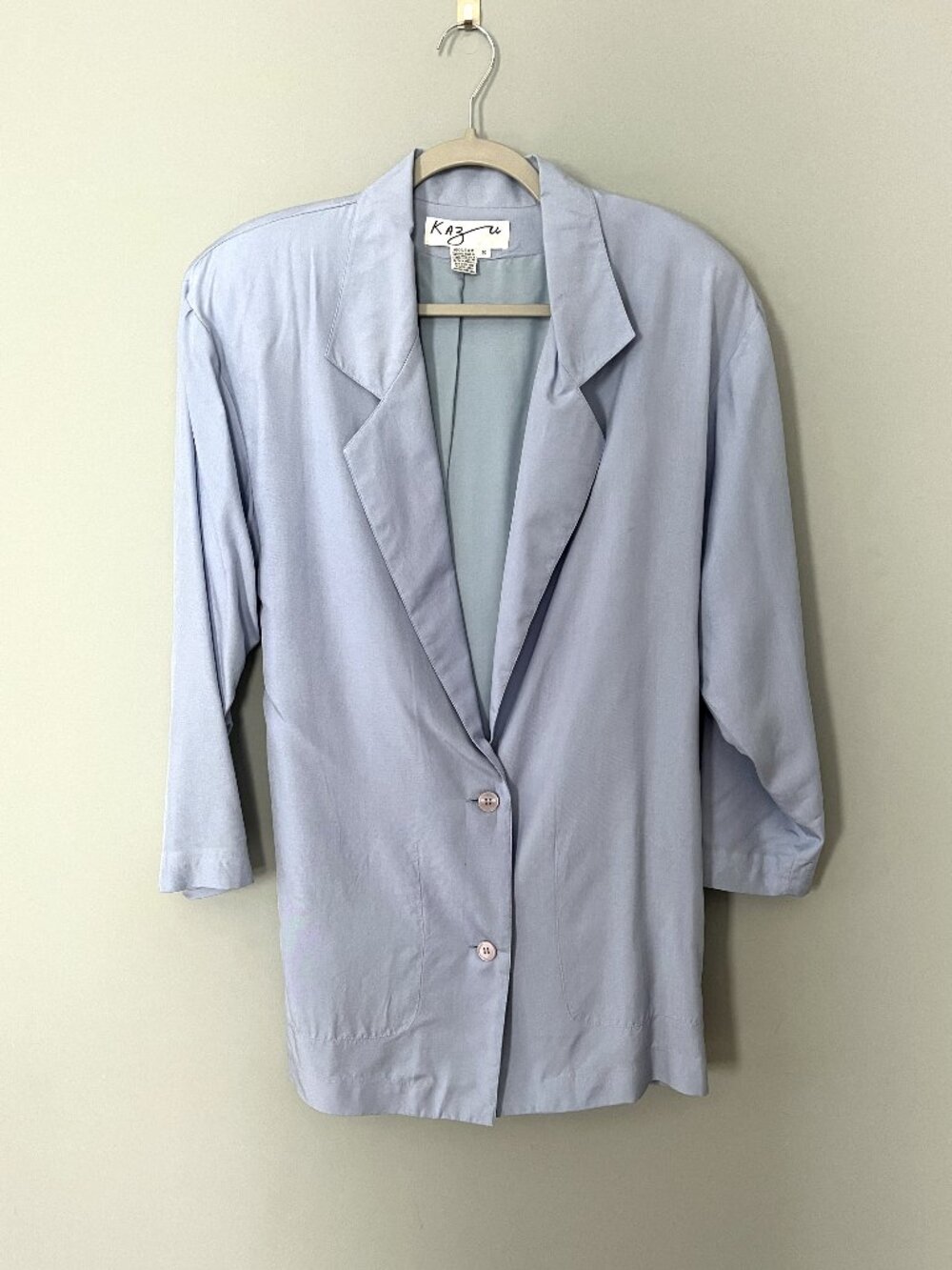 Vintage Kazu 100% Silk Long Blazer (Blue) S